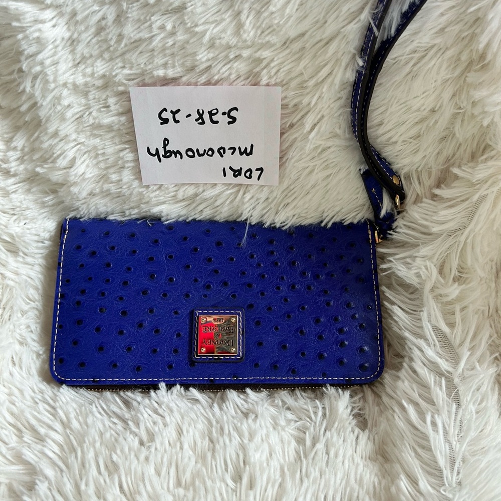 Dooney & Bourke Blue exclusive accordion ostrich print wallet